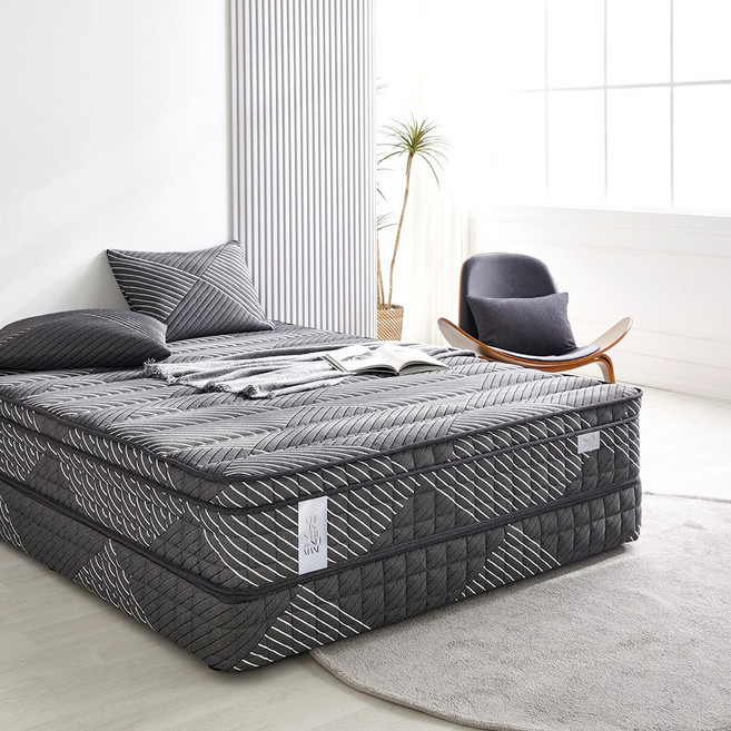 (황실침대) 허리통증에 좋은 탄탄한 숙면 유로탑 매트리스 블랙 방문설치배송, 28cm, 중간 단단함