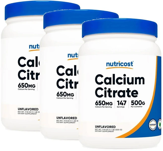 뉴트리코스트 칼슘 시트레이트 파우더 650mg Nutricost Calcium Citrate, 500g, 3개 - 쿠팡
