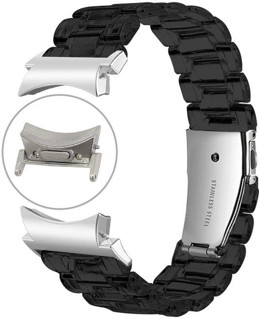 더조은셀러 갤럭시 워치6 5 4 버튼 원터치 스트랩 시계줄 밴드 스파클 체인, 그레이