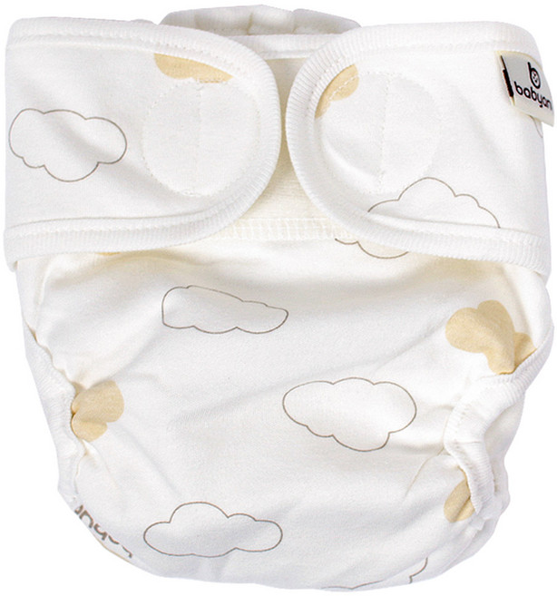 베이비앙 입체형 똑딱이형 찍찍이형 통풍이 잘 되는 무형광 기저귀커버, 03순면 입체형 기저귀커버(신생아~15개월)구름이, 1개
