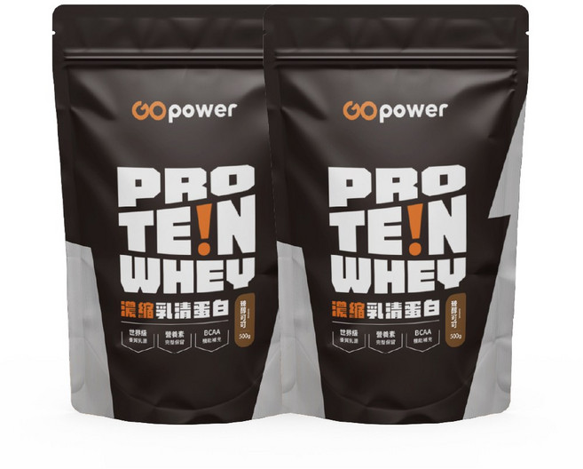 GOpower 果果能量 濃縮乳清蛋白【臻醇可可】高蛋白 蛋白質 健身補給, 500g, 2個