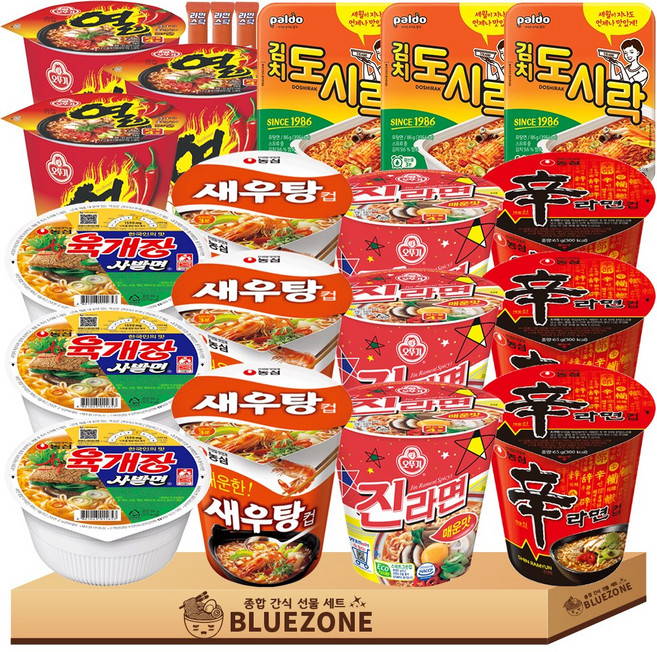 소컵 세트(진라면 매운+신라면+육개장사발면+미니왕뚜껑+도시락+열라면), 1박스
