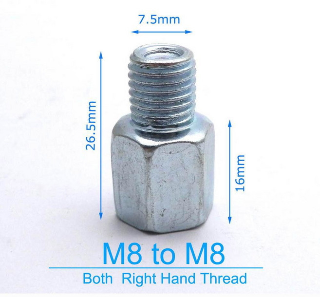10mm 실버 블랙 어댑터 변경 나사 오른쪽 M8 미러 8mm 왼쪽 오토바이 스쿠터 모터 M10, Silver Type 9, 09 Silver Type 9