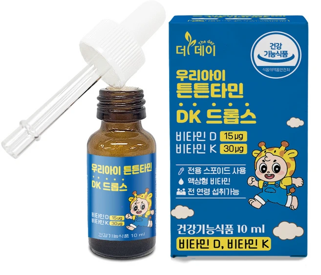 [더데이] 아기비타민D 비타민K 베이비 신생아 키즈 액상 드롭 튼튼타민DK, 액상 비타민 DK x 1병, 1개, 10ml - 쿠팡