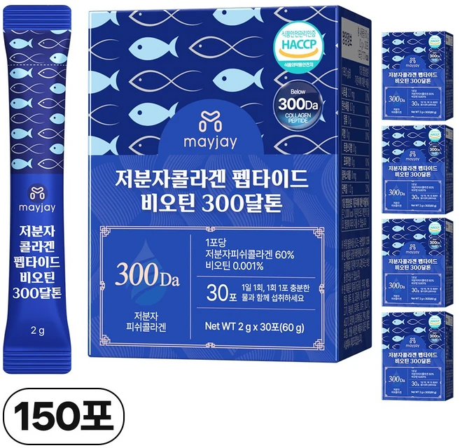 저분자 콜라겐 펩타이드 300달톤 엘라스틴 30포, 45g, 5개 - 쿠팡