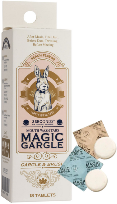 쓰리세컨즈 씹는 고체 매직가글 구강세정제 피치향, 15.4g, 1개