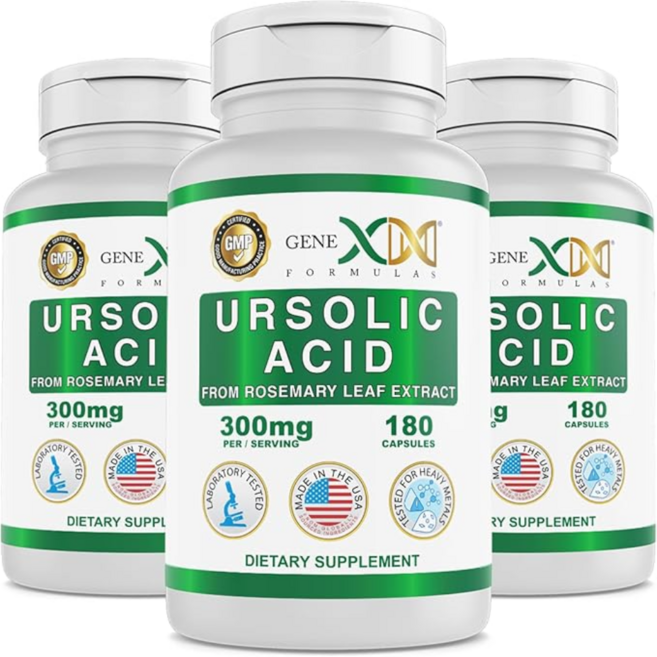 Genex Formulas 로즈마리 추출물 우소릭산 300mg 180캡슐 3개, 180 Count (Pack of 3), 180정