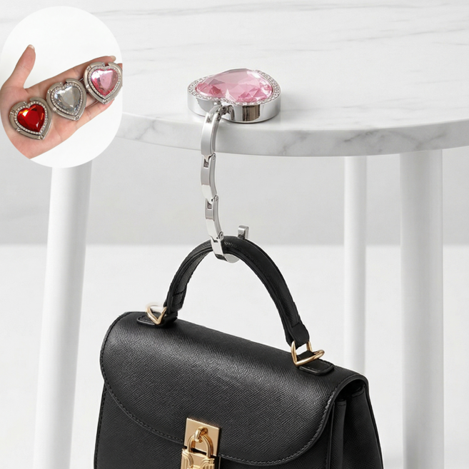 포클릿 휴대용 하트 가방걸이, 핑크, 1개