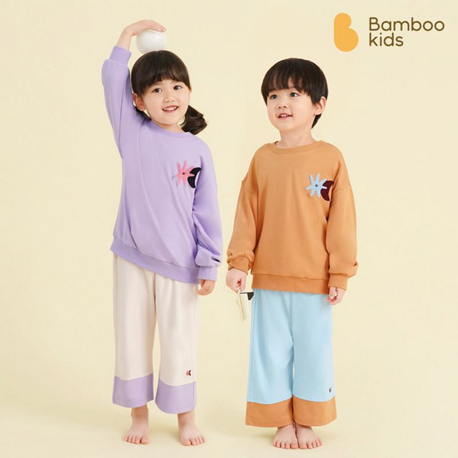 아동용 밤부 우주숲 트레이닝 상하의 세트