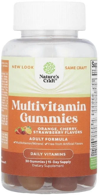 네이처스 크래프트 종합비타민 구미젤리 오렌지 체리 딸기 30개, B. 180개, 1개 - 쿠팡