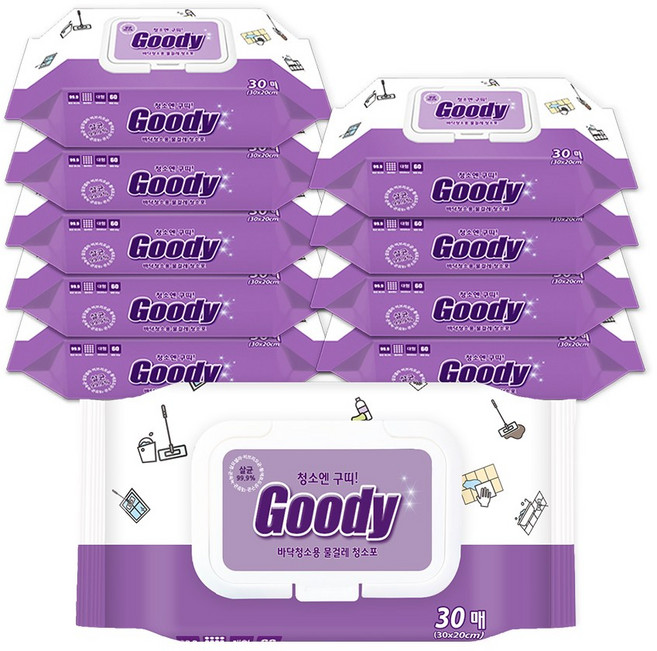 청소엔구띠 물걸레청소포 캡형 30매, 10개