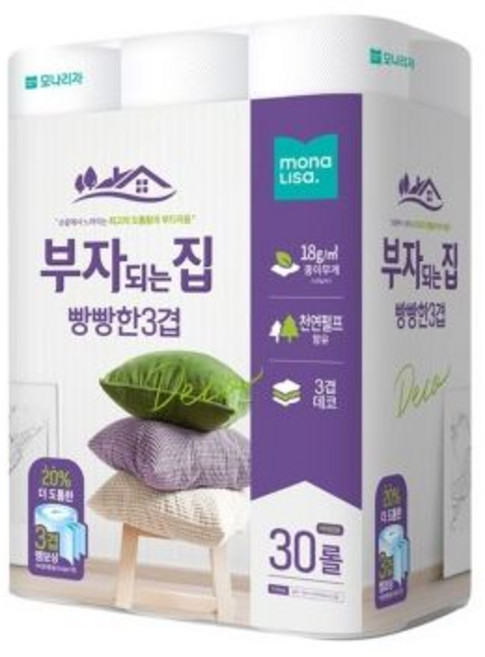 부자되는집 빵빵 3겹화장지 30m 30롤/두루마리화장지/화장실휴지/집들이선물/개업선물/두루마리휴지