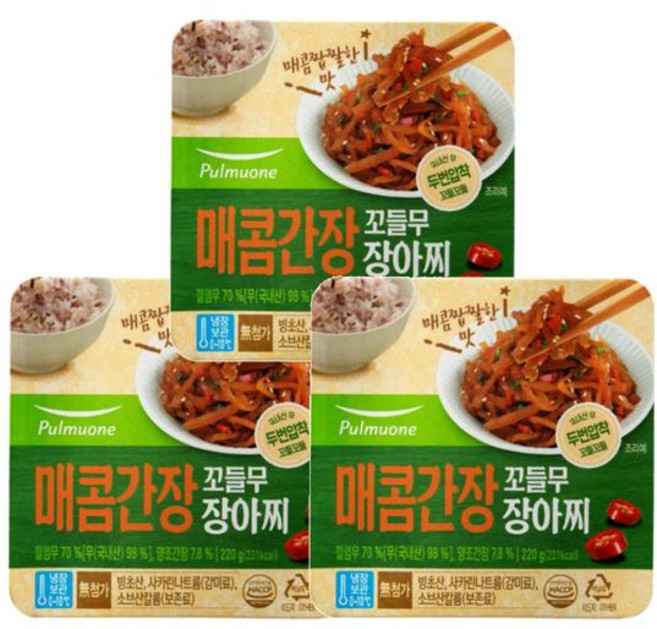 풀무원 매콤간장 꼬들무장아찌 220g 3개