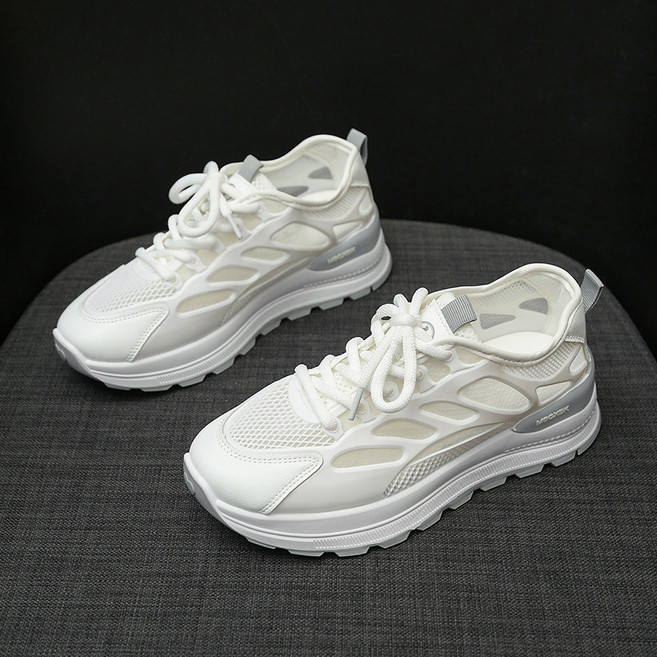 ANYOU 여성용 여름 통기성 메쉬 어글리 슈즈 가벼운 데일리 키높이 런닝화