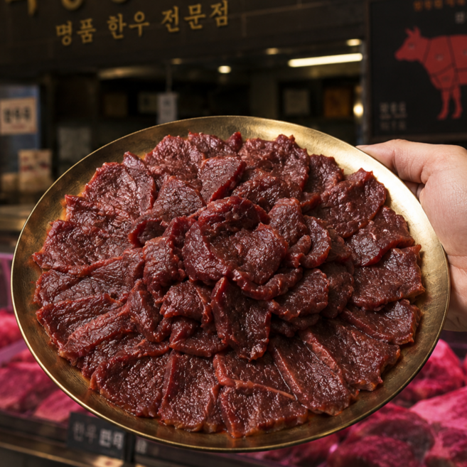 (jwelllife) 명품 쫄깃쫄깃 뭉티기 당일도축 우둔살 한우 소스증정, 1개, 250g