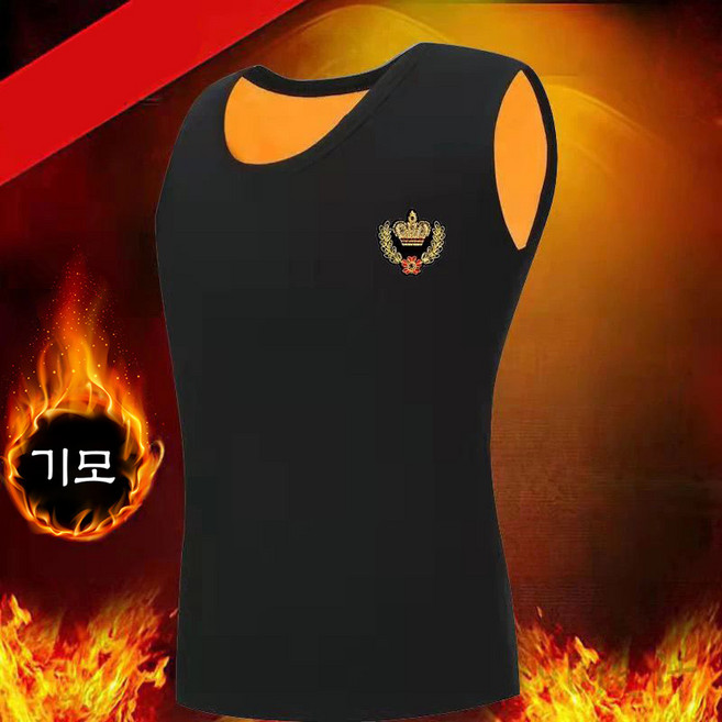 남성 기모 민소매 내복 가을 겨울 슬림핏 따뜻한 이너 티셔츠 심플 나시 상의 캐주얼 헴라인 발열 런닝 내의 SJS