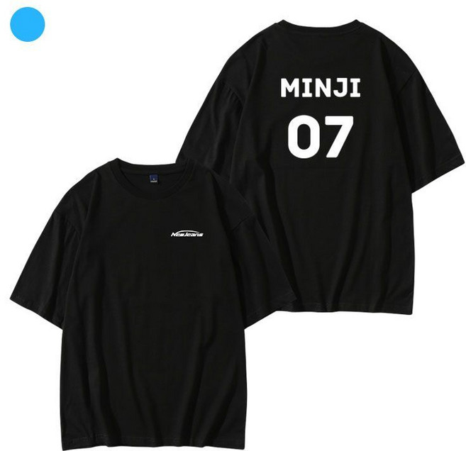 NewJeans 組合 應援 周邊 短袖T恤, 1個, MINJI-黑色XL 落肩偏大