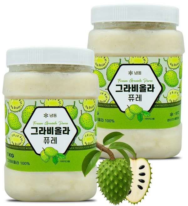 짱구샵 슈퍼푸드 사워솝100% 그라비올라열매 냉동 그라비올라 퓨레 1kg, 2개 - 쿠팡