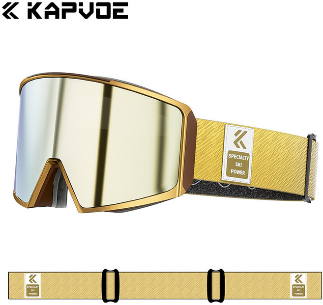 kapvoe 마그네틱 스키 고글 전문가용 HD 등산 스노우 고글 스노우보드/스키 겸용 안경 착용 가능 안티포그 실린더 렌즈