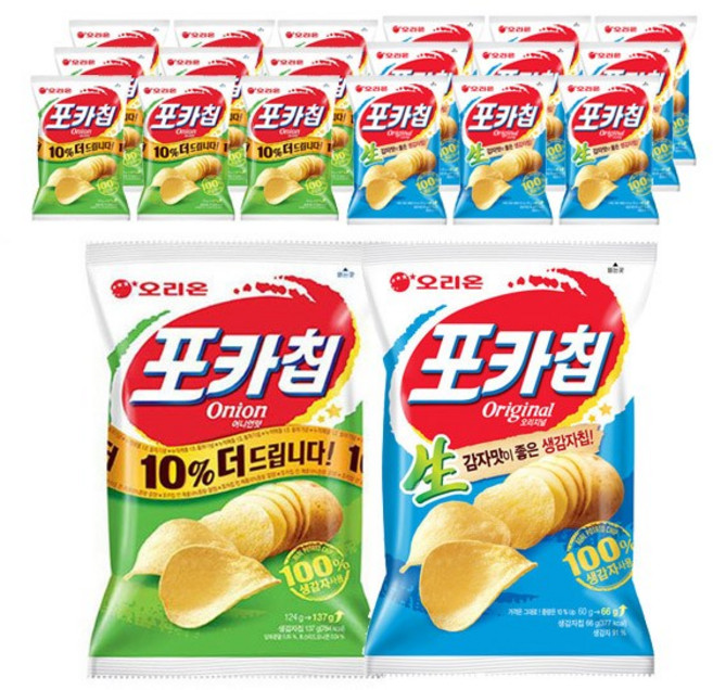포카칩 오리지널 66g 10봉 + 어니언 66g 10봉, 1세트