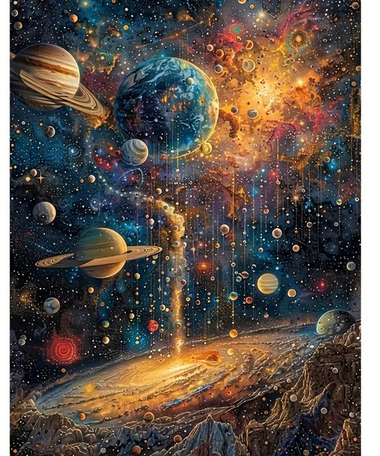 (2+1)보석십자수 패브릭형 DIY 비즈공예 30x40, 48.우주스페이스, 1개