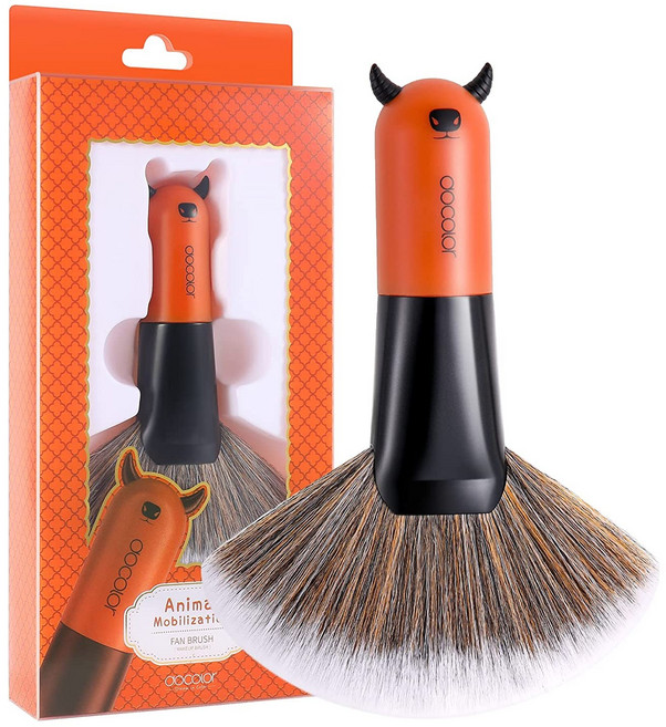 Docolor 블러셔 브러시 파운데이션 브러시 윤곽 브러시 대형 브러시 부채꼴 브러시 고급 합성 헤어 브러시 얼굴 가부키 커버 미네랄 광택 테이퍼 브러시, 1개, DO-C04