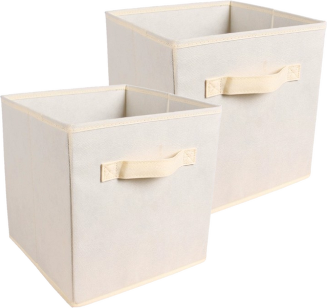 푸르른 접이식 부직포 수납박스, 베이지, 4개