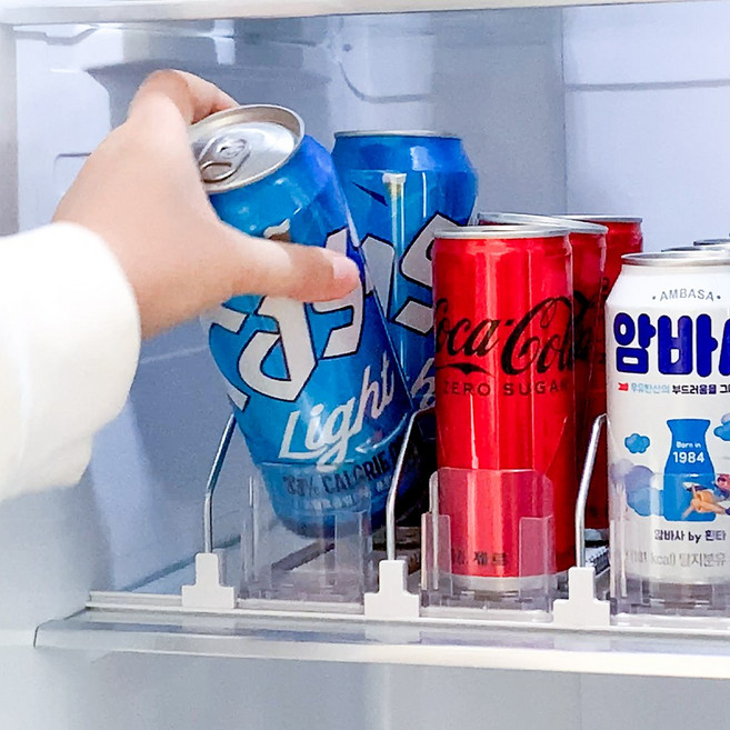 늘상생활 자동 캔음료 디스펜서 편의점 맥주 음료수 자동정렬 냉장고 트레이 캔정리 간격조절, 4단, 4세트, 1개