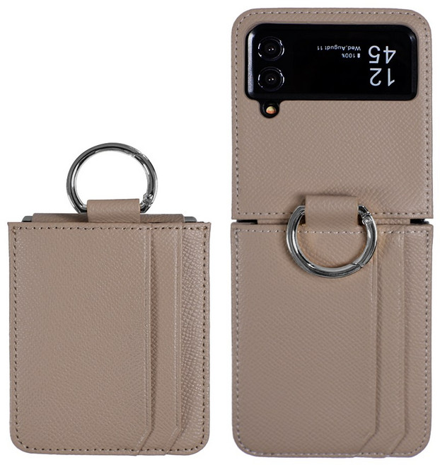 갤럭시 호환 Z플립3 4 가죽케이스 힌지보호 카드수납 지갑형