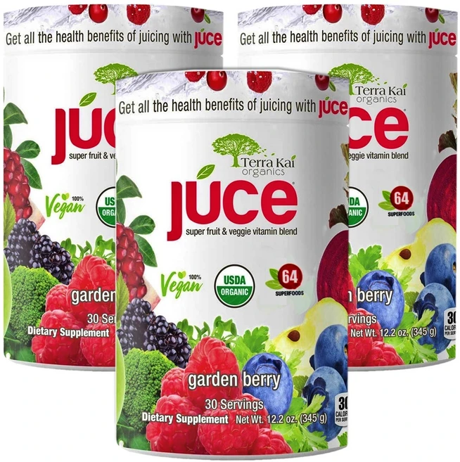 테라카이 유기농 쥬스 가든 베리 블렌드 분말 12.2oz [ Terra Kai Organic Juce garden berry Powder 12.2oz ], 3개, 345g - 쿠팡