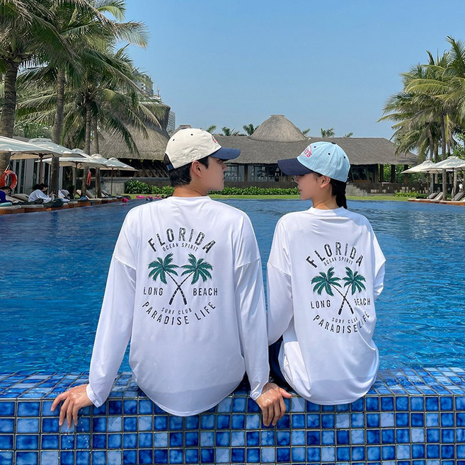 루즈핏 래쉬가드 남자 여자 커플 긴팔 상의 SW19727F, 블랙/M[44~77]