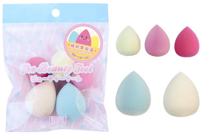 貝麗瑪丹 BS-16 無暇美肌-繽紛美妝蛋 兩用海綿 乾濕兩用 化妝海綿 粉撲 5入, 1個