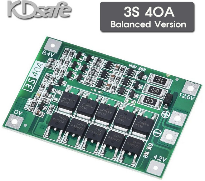 BMS HX-3.7V 3S-40A 12.6V 리튬 배터리 충전지 파워뱅크 보호회로, 1개, 1개입