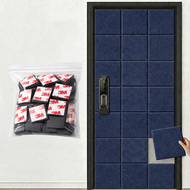 카로히포 자석 접착 겸용 쉽게 붙이는 현관문 흡음재, 12개, 네이비