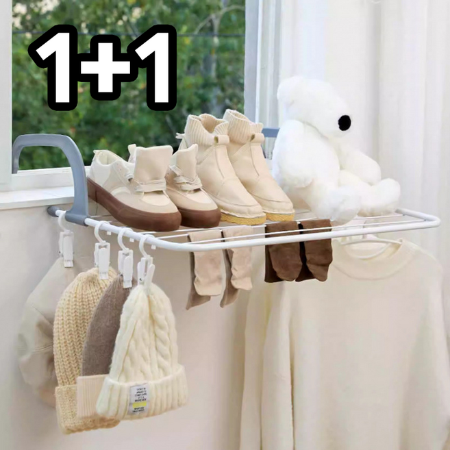 고잉홈 원룸 미니 빨래 건조대 1+1 소형 창틀 접이식 건조대 공간활용, 그레이+화이트