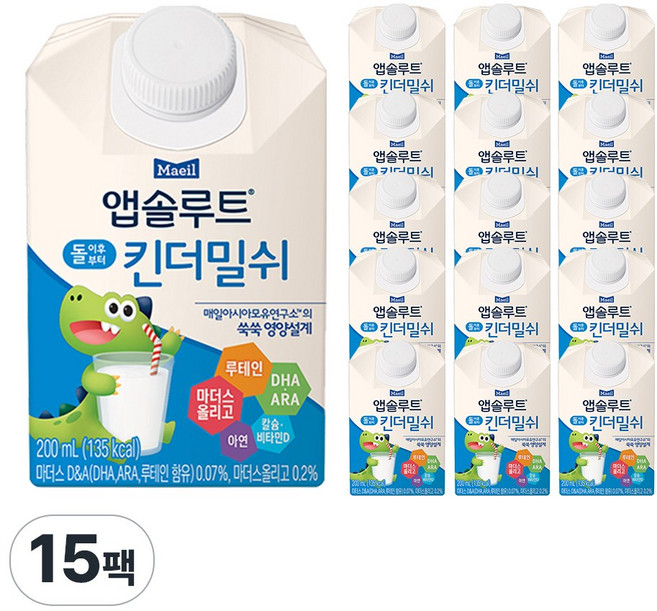 앱솔루트 킨더밀쉬 200ml, 15개