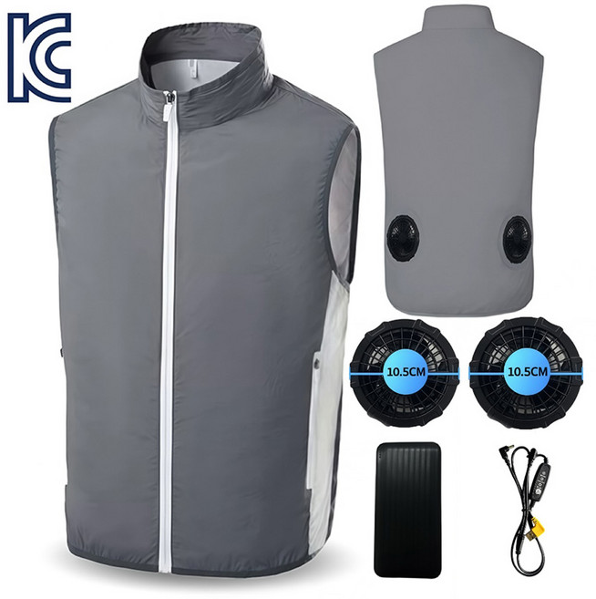 ZHZ 선풍기조끼 여름 쿨링 아이스 쿨 조끼+보조배터리20000mAh 낚시 등산 현장작업 K-2-57