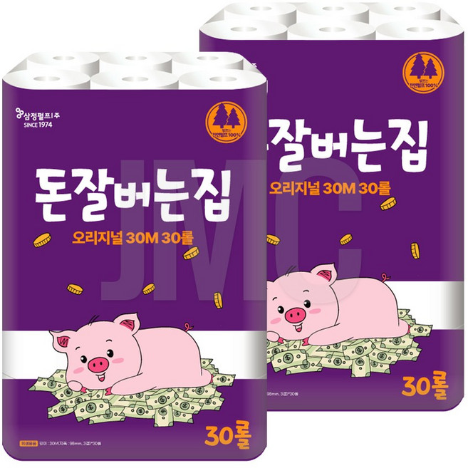 돈잘버는집 3겹 고급롤화장지, 30m, 30개입, 2개