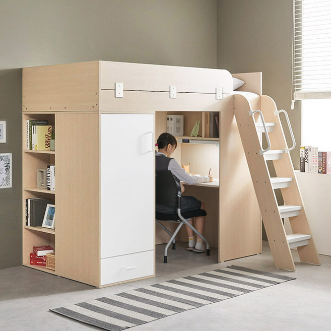 e스마트 하우스 벙커형 독서실책상 풀세트, (풀세트) 메이플
