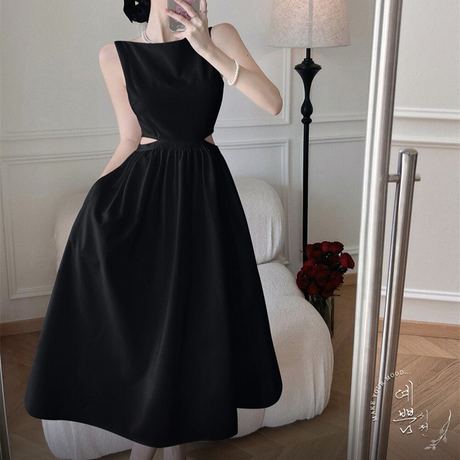 예쁨시전 2부 드레스 웨딩 파티룩 우아핏 트임 포인트 A라인 롱 원피스