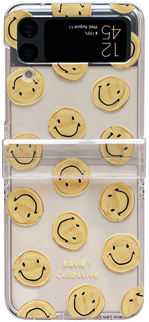 얌코 휴대폰 케이스 갤럭시 z플립4 z플립3 z플립5 z플립6 z플립7 힌지보호 실리콘 유화 스마일 플라워