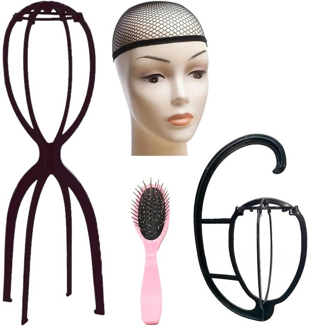 엔빙 가발 거치대 세트, 가발 롱 스탠드,가발걸이대,가발망,가발빗(4p), 1개
