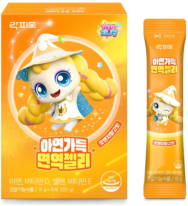 락피도 아연가득 면역젤리 15p, 225g, 1개 - 쿠팡