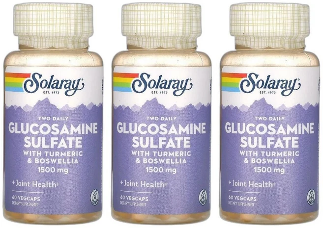 쏠라레이 글루코사민 황산염 강황 보스웰리아 함유 750mg 60 베지캡슐, 솔라레이 Solaray, 글루코사민 황산염, 강황 및, 3개, 60정 - 쿠팡