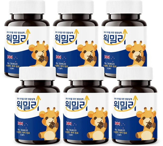 키즈n 원밀리 초유 단백 cbp 3000mg 우유 칼슘 산양유 30정, 6박스 - 쿠팡