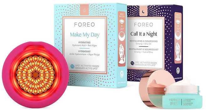 FOREO UFO 3 LED 4-in-1 페이스 마스크 스킨케어 장치 - 모이스처라이저 풀 스펙트, UFO 3 LED Bundle, 0.25 Ounce (Pack of 4)
