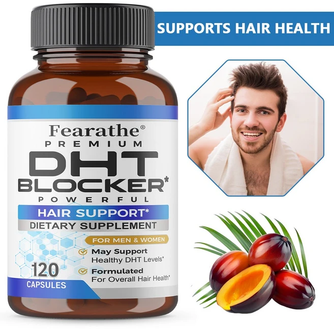 DHT 차단제 탈모방지 보충제 - 건강한 모발 성장 지원 - 새로운 모낭 성장 촉진 - 고효율 비오틴과 쏘팔미트 함유 - 남녀용, 2개, 60회분 - 쿠팡