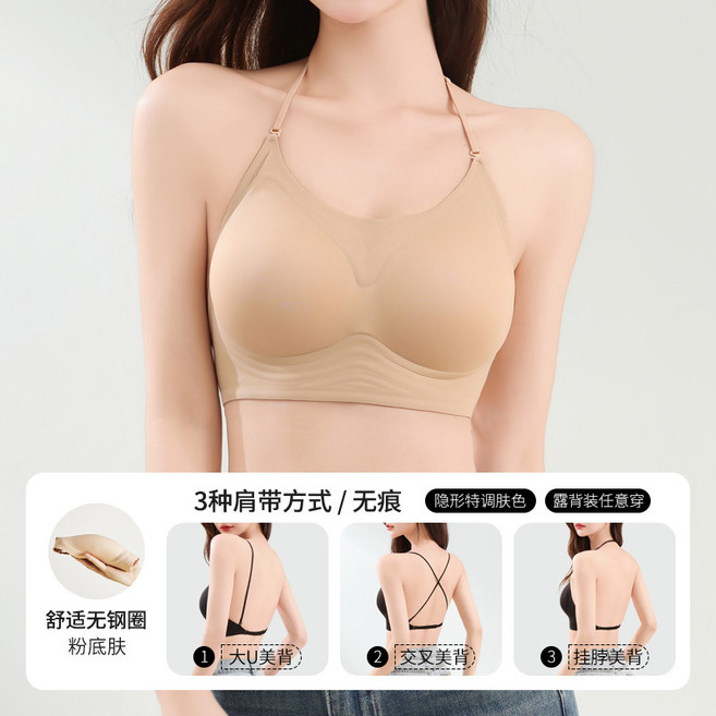 隱形無鋼圈美背內衣 細肩帶露背設計