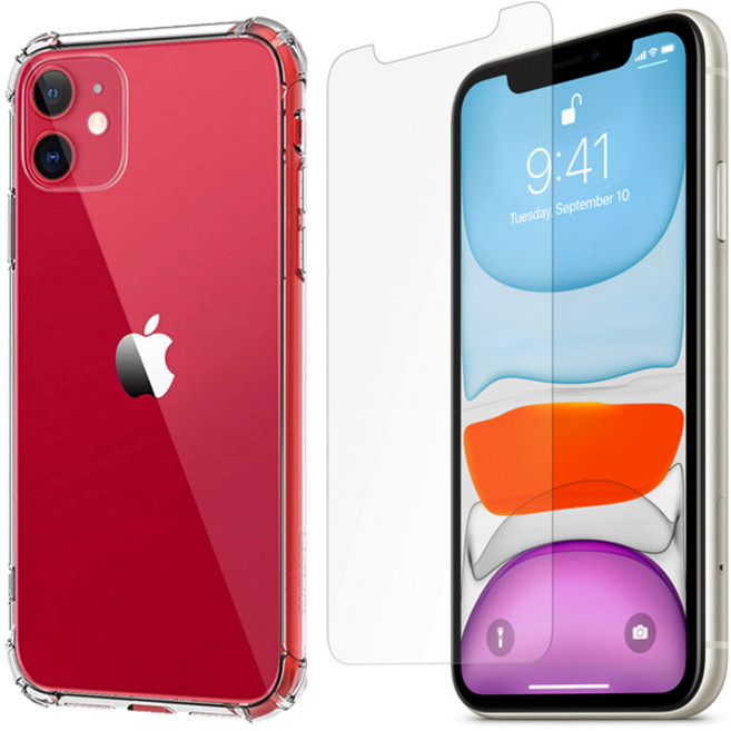 스톤스틸 아이폰 11 프로 프로맥스 강화유리 액정보호 필름 1장 + 투명 하드 범퍼 케이스 1개, 1세트