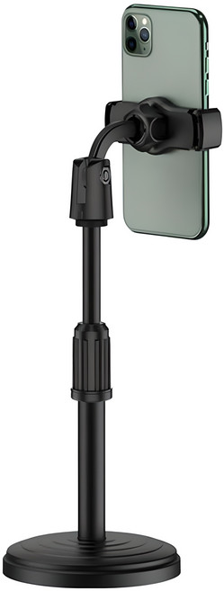 이츠굿텐 다기능 휴대폰 홀더 키높이조절 거치대, 블랙, 1개